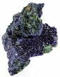 Sparkling Azurite Crystal Cluster with Malachite - Laos #56063-1